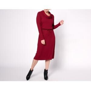 Anybody Rib Knit Size Large Garnet Burgundy Cowl Neck Dress A623540 NWOT